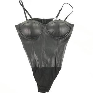 Leather bustier bodysuit